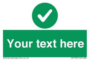 Custom green background, green circle with tick